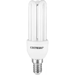 Энергосберегающая лампа СВЕТОЗАР &quot;U-КЛАССИКА&quot;спираль,цоколь E14(миньон),Т2,3U,яркий белый свет(4000К), 8000час,12Вт(60) 44314-12