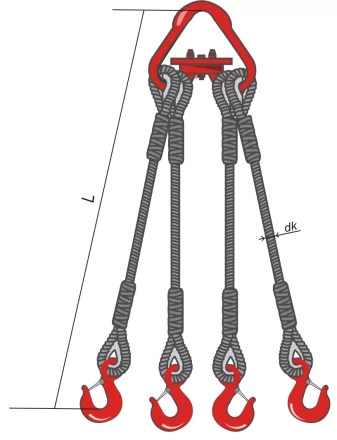 Строп канатный четырехветвевой 4СК 12.5 т L=4 м заплет на станке купить в Магнитогорске