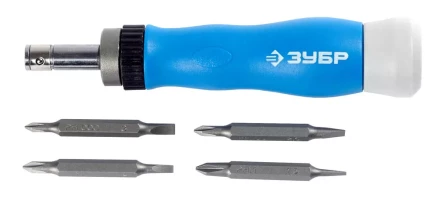 Набор ЗУБР Отвертка &quot;ЭКСПЕРТ&quot; для точных работ, реверсивная рукоятка, CR-V, сменные двусторонние биты PH-SL, 5предметов 25624-H5 купить в Магнитогорске