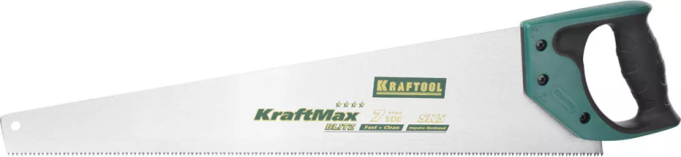 Ножовка для быстрого реза "KraftMax-7" 7 TPI, 500 мм, прямой крупный зуб, рез поперек волокон, для крупных и средних заготовок, KRAFTOOL 15224-55 купить в Магнитогорске