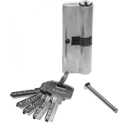 Механизм ЗУБР &quot;ЭКСПЕРТ&quot;цилиндровый, повышенной защищенности, тип &quot;ключ-ключ&quot;, цвет хром, 6-PIN, 80мм 52105-80-2