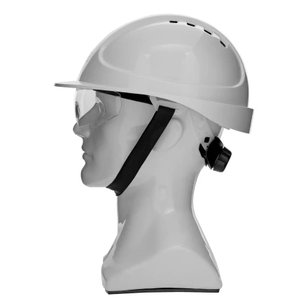 Каска защитная ударопр. Denzel «Форвард» (К-05),ABS/PC,комплект со встроен.очк.ОЧК-05 Форвард,белая 89205 купить в Магнитогорске