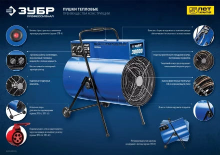 Пушка тепловая круглый корпус ЗТП-15 серия ПРОФЕССИОНАЛ купить в Магнитогорске