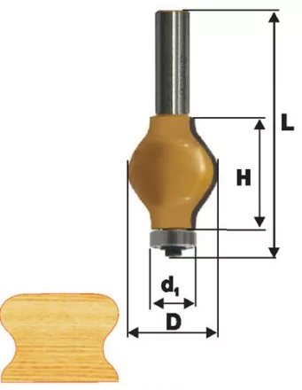 Фреза кромочная фигурная Ф32Х38 мм хвостовик 12 мм 46417 купить в Магнитогорске