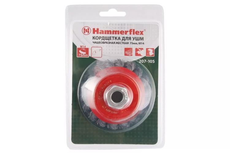 Кордщетка HAMMER чаша 75мм для УШМ витая сталь (207-105) купить в Магнитогорске