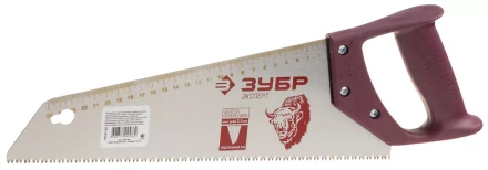 Ножовка ЗУБР &quot;ЭКСПЕРТ&quot; по дереву, трехгранный закаленный зуб, пластмассовая ручка, шаг зуба 3,5мм, 400мм 15141-40 купить в Магнитогорске
