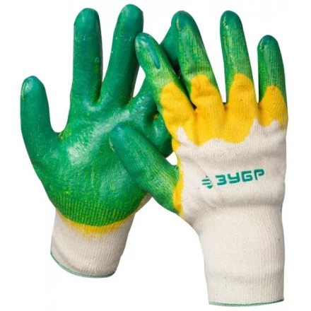 Перчатки ЗУБР &quot;МAСTEP&quot; трикотажные, х/б, двойная обливная ладонь из латекса, S-M 11459-S купить в Магнитогорске