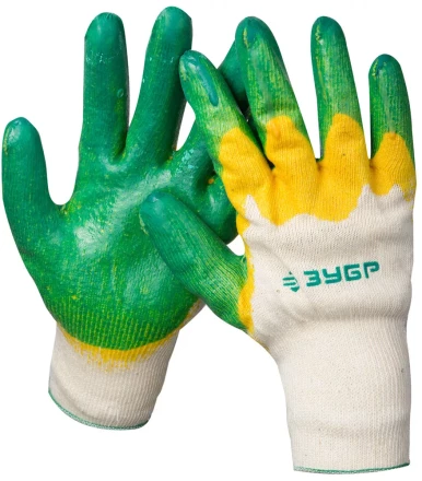 Перчатки ЗУБР &quot;МAСTEP&quot; трикотажные, х/б, двойная обливная ладонь из латекса, S-M 11459-S купить в Магнитогорске