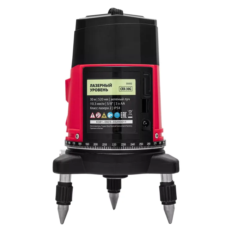 Лазерный уровень MTX CRX-30G, 30 м, зеленый луч, батарейки, резьба 5/8" 35032 купить в Магнитогорске