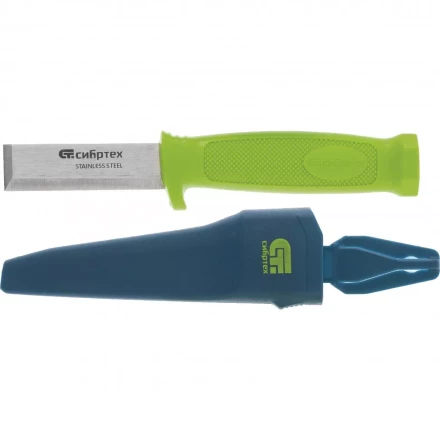 Нож-стамеска с чехлом 195мм лезвие - 75 мм Сибртех 79018 купить в Магнитогорске