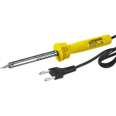 Паяльник STAYER &quot;STANDARD&quot; с пластмассовой рукояткой и долговечным жалом, 40 Вт, конус 55330-40 купить в Магнитогорске