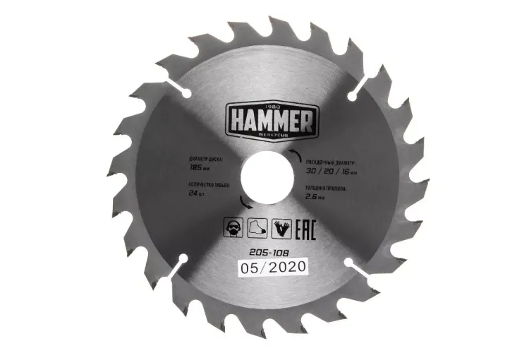 Диск пильный твердосплавный HAMMER Ф185х30мм 24зуб. купить в Магнитогорске