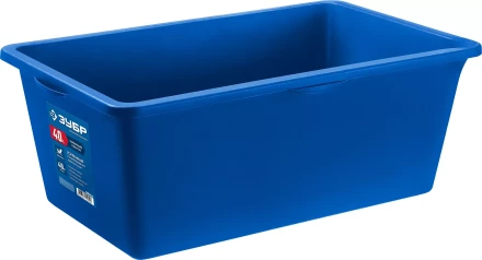 ЗУБР 40 л, первичный высокопрочный пластик, усиленный прямоугольный строительный таз (06096-45) купить в Магнитогорске