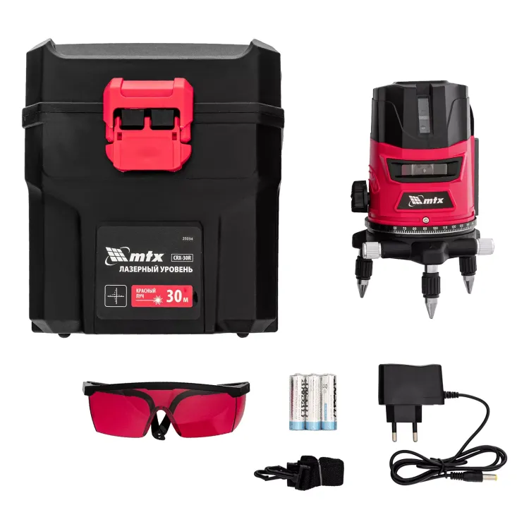 Лазерный уровень MTX CRL-30R, 30 м, красный луч, батарейки, резьба 5/8" 35034 купить в Магнитогорске