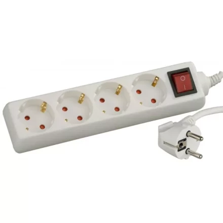 Удлинитель СВЕТОЗАР электрический с заземлением, выключателем, с защитными шторками, евро, 4 гнезда,5м SV-55045-5 купить в Магнитогорске