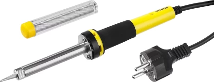 Паяльник с двухкомпонентной рукояткой и долговечным жалом, STAYER &quot;PROFI&quot; PROTerm, 55300-30, в комплекте (припой и подставка), 30 Вт, конус 55300-30 купить в Магнитогорске