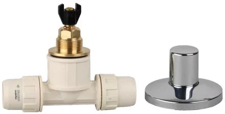 Кран ЗУБР &quot;ШиреФит&quot; запорный в сборе &quot;штуцер с гайкой - кран запорный - штуцер с гайкой&quot;, 20мм 51570-20 купить в Магнитогорске