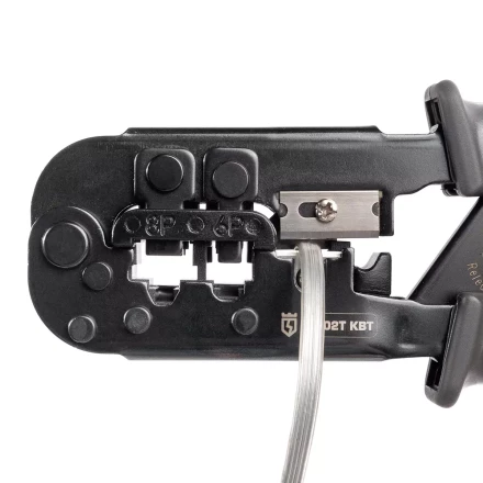 Кримпер многофункциональный КВТ JT-02T с 2 встроенными модулями для обжима RJ-45, RJ-12, RJ-11 (89229) купить в Магнитогорске