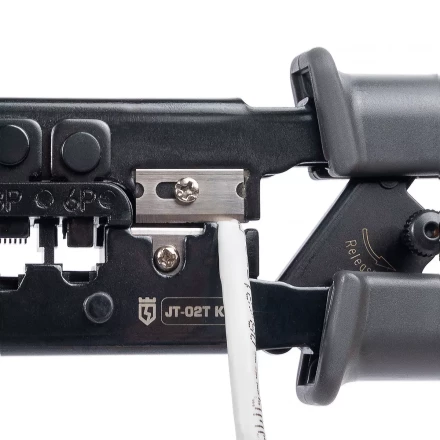 Кримпер многофункциональный КВТ JT-02T с 2 встроенными модулями для обжима RJ-45, RJ-12, RJ-11 (89229) купить в Магнитогорске