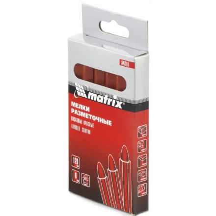 Мелки разметочные восковые красные 120мм коробка 6штук MATRIX 84818 купить в Магнитогорске