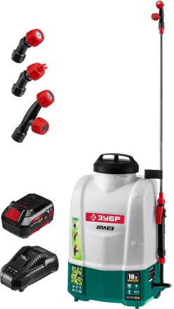 ЗУБР 10 л, 1 АКБ 4 А·ч, аккумуляторный опрыскиватель (ОПЛ-10-41) купить в Магнитогорске