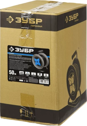 Удлинитель ЗУБР &quot;ПРОФИ&quot; на металл катушке, КГ 3х1,5кв мм, морозостойкий, 4 гнезда, IP44, макс мощность 3500Вт, 50м 55085-50 купить в Магнитогорске