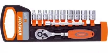 Набор торцевых головок  1/2&quot; 10-24мм с трещеточным ключом 12 предметов  Кратон 2 28 08 016 купить в Магнитогорске