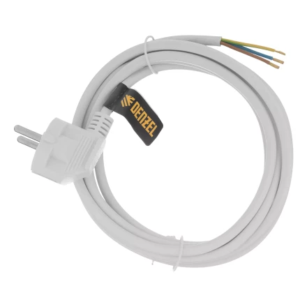 Шнур сетевой Denzel Energy Series, ПВС, 3 м, 3 x 1 мм, с неразборной вилкой, белый, 3 м, 37666 купить в Магнитогорске