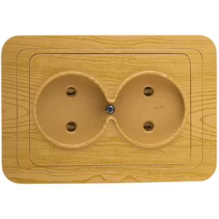 Розетка СВЕТОЗАР &quot;ГАММА&quot; без заземления, двойная, цвет ольха,16А/~250В SV-54102-A купить в Магнитогорске