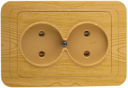 Розетка СВЕТОЗАР &quot;ГАММА&quot; без заземления, двойная, цвет ольха,16А/~250В SV-54102-A купить в Магнитогорске