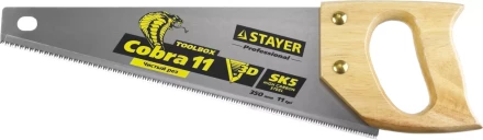 Ножовка многоцелевая компактная (пила) COBRA TOOLBOX 350 мм,11 TPI, прямой мелкий зуб, точный рез вдоль и поперек волокон разных материалов, STAYER 1515-35 купить в Магнитогорске