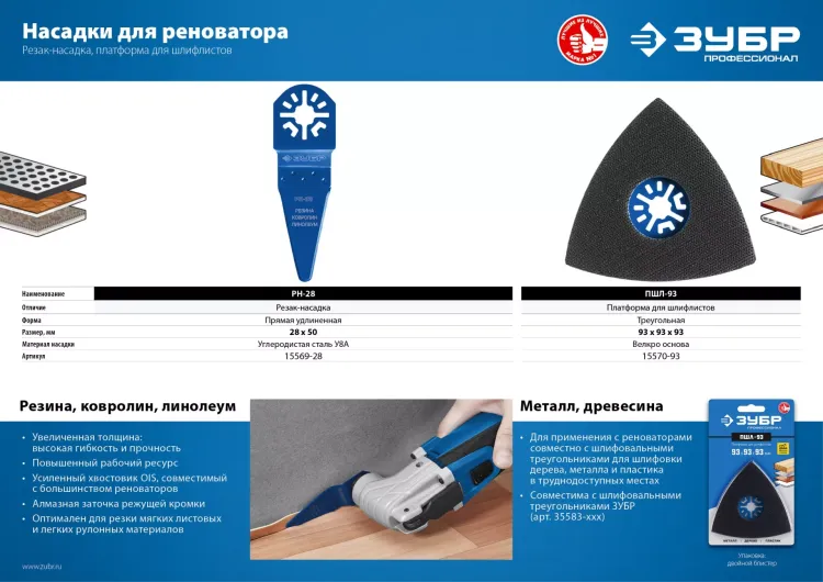 ЗУБР ПШЛ-93 UniLock, 93 х 93 х 93мм, OIS-хвост., платформа для шлифлистов, Профессионал (15570-93) купить в Магнитогорске