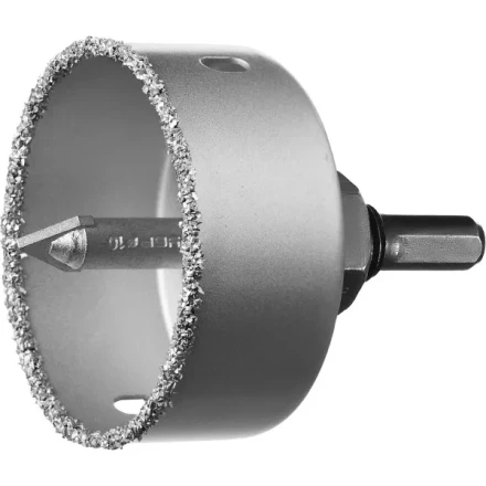 Коронка-чашка ЗУБР &quot;ПРОФЕССИОНАЛ&quot; c карбид-вольфрамовым нанесением, 64 мм, высота 25 мм, в сборе с державкой и сверлом 33360-064_z01 купить в Магнитогорске