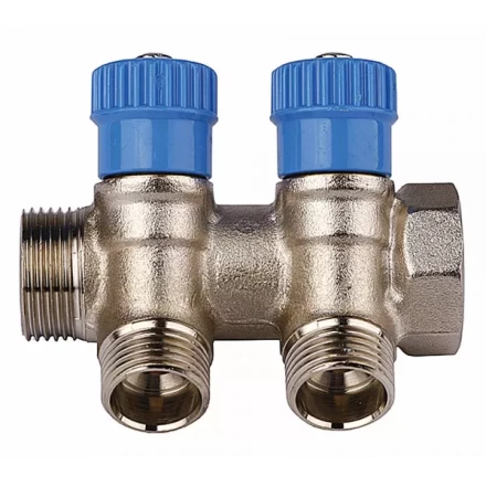 Коллектор GENERAL FITTINGS для холодной воды, вентили, никелированная латунь, вход 3/4&quot; - 4 выхода 1/2&quot; 51046-3/4-1/2-CT4 купить в Магнитогорске