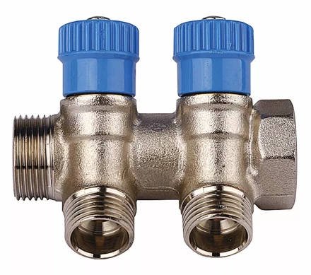 Коллектор GENERAL FITTINGS для холодной воды, вентили, никелированная латунь, вход 3/4&quot; - 4 выхода 1/2&quot; 51046-3/4-1/2-CT4 купить в Магнитогорске