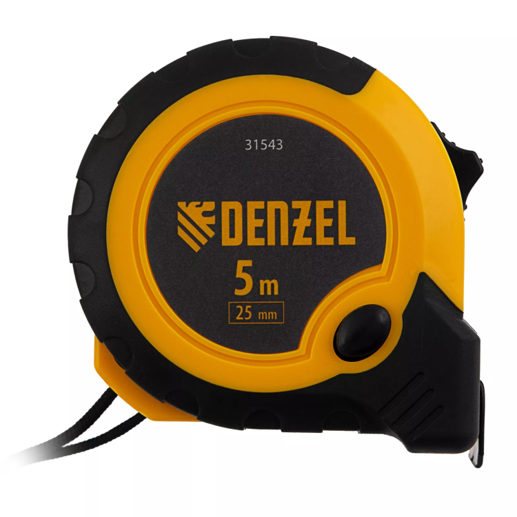 Рулетка Denzel 5м х 25мм, двухкомп. корпус, кнопка-пауза, 31543 купить в Магнитогорске