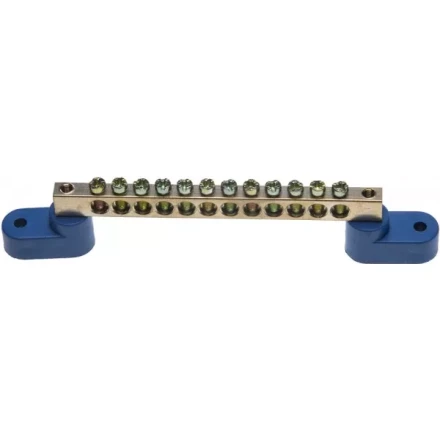 Шина СВЕТОЗАР нулевая на 2-х угловых изоляторах, поворотная,макс. ток 100А, 5,2мм, 12 полюсов 49809-12 купить в Магнитогорске