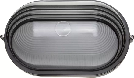 Светильник уличный СВЕТОЗАР влагозащищенный с верхним декоративным кожухом, овал, цвет черный, 100Вт SV-57223-B купить в Магнитогорске