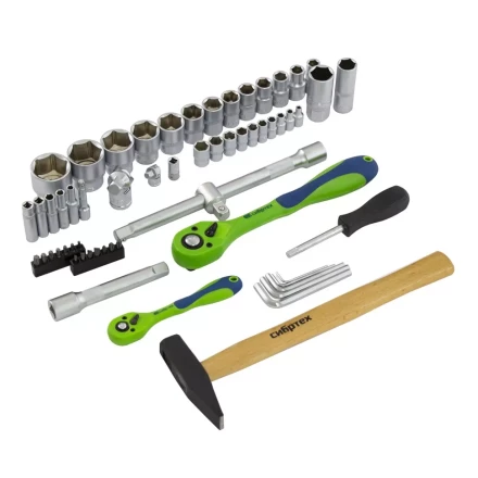 Набор инструментов 76 предметов CrV, 1/2&quot;, 1/4&quot; Сибртех 13528 купить в Магнитогорске