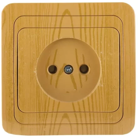 Розетка СВЕТОЗАР &quot;ГАММА&quot; без заземления, одинарная, цвет ольха, 16А/~250В SV-54100-A купить в Магнитогорске