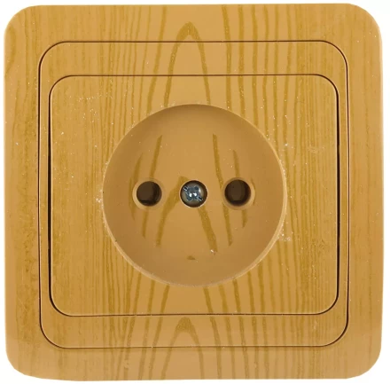 Розетка СВЕТОЗАР &quot;ГАММА&quot; без заземления, одинарная, цвет ольха, 16А/~250В SV-54100-A купить в Магнитогорске