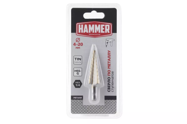 Сверло по металлу HAMMER Ф20х75мм (DR MT ST 4,0-20,0 мм*75/8мм) купить в Магнитогорске