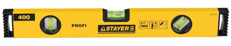Уровень STAYER "PROFI" "PROFILevel" коробчатый усиленный, фрезерованный, 3 противоударных ампулы, 40см 3466-040 купить в Магнитогорске