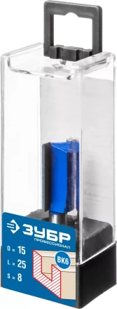 ЗУБР 15 x 25 мм, хвостовик 8 мм, фреза пазовая прямая, Профессионал (28753-15-25) купить в Магнитогорске