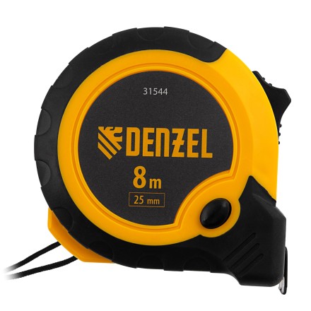 Рулетка Denzel 8м х 25мм, двухкомп. корпус, кнопка-пауза, 31544 купить в Магнитогорске
