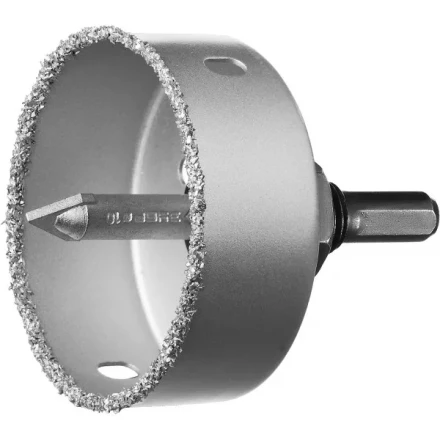 Коронка-чашка ЗУБР &quot;ПРОФЕССИОНАЛ&quot; c карбид-вольфрамовым нанесением, 76 мм, высота 25 мм, в сборе с державкой и сверлом 33360-076_z01 купить в Магнитогорске
