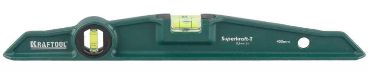 Уровень KRAFTOOL "SUPERKRAFT-T" литой, 2 ампулы, 0,5 мм/м, 400 мм 34717-040 купить в Магнитогорске