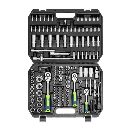 Набор инструментов Сибртех 14171, 1/2&quot;, 3/8&quot;, 1/4&quot;, пластиковый кейс 172 предм. купить в Магнитогорске