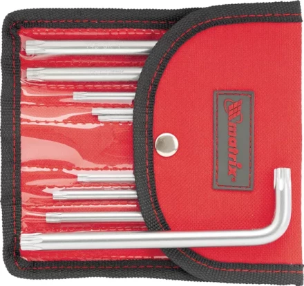 Набор ключей шестигранных имбусовых TORX-TORX Tamper. 9 шт T10-T50  CrV короткие сатиновые чехол MATRIX 12312 купить в Магнитогорске