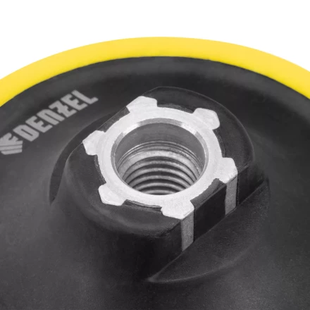 Тарелка опорная для дрели и УШМ с липучкой Denzel, 150 мм, мягкая, с адаптером c М14 на d8, 76249 купить в Магнитогорске